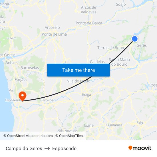 Campo do Gerês to Esposende map