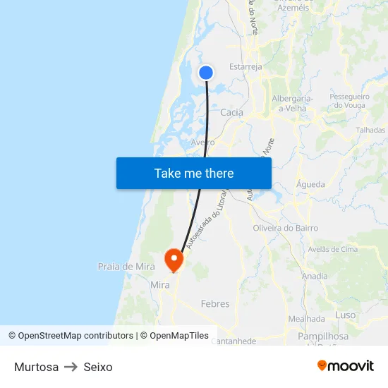 Murtosa to Seixo map