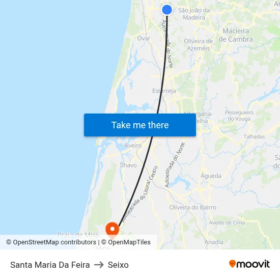 Santa Maria Da Feira to Seixo map