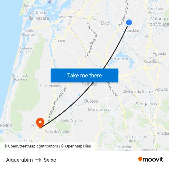 Alquerubim to Seixo map
