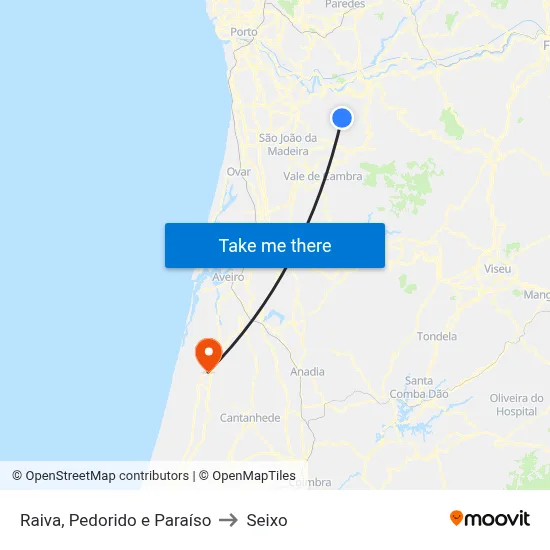 Raiva, Pedorido e Paraíso to Seixo map