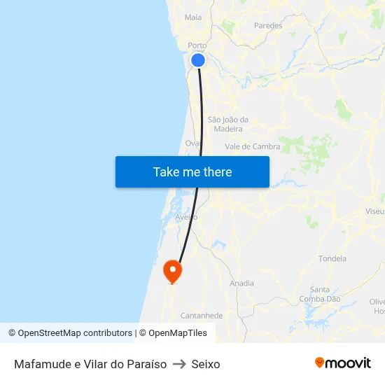 Mafamude e Vilar do Paraíso to Seixo map