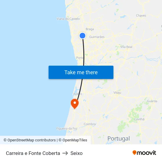 Carreira e Fonte Coberta to Seixo map