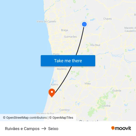 Ruivães e Campos to Seixo map