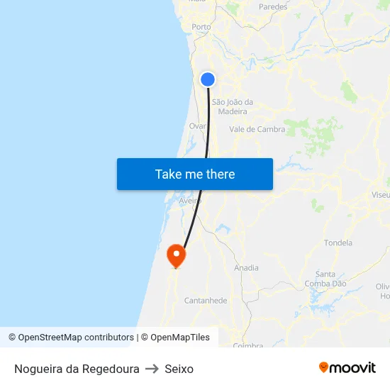 Nogueira da Regedoura to Seixo map