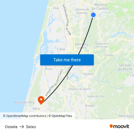 Ossela to Seixo map