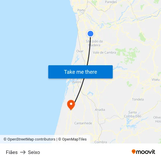 Fiães to Seixo map