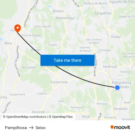 Pampilhosa to Seixo map