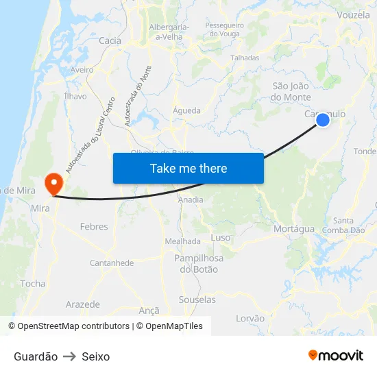 Guardão to Seixo map