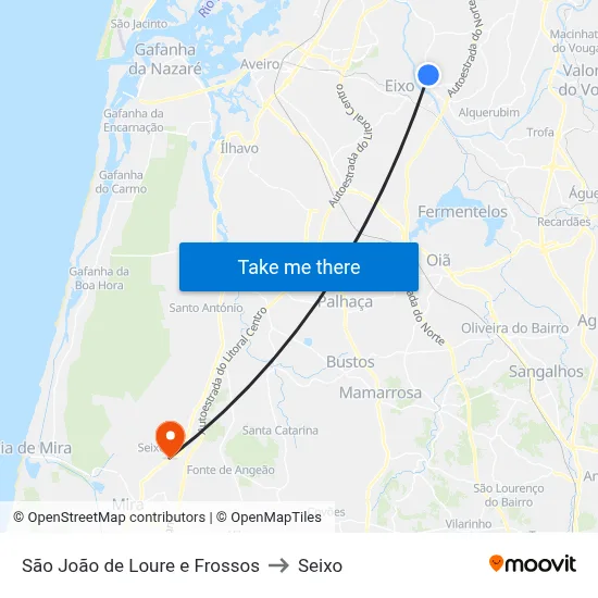 São João de Loure e Frossos to Seixo map
