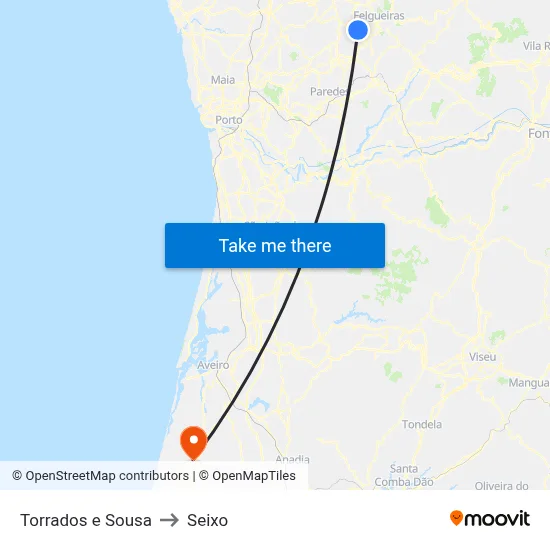Torrados e Sousa to Seixo map