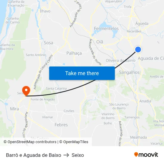 Barrô e Aguada de Baixo to Seixo map