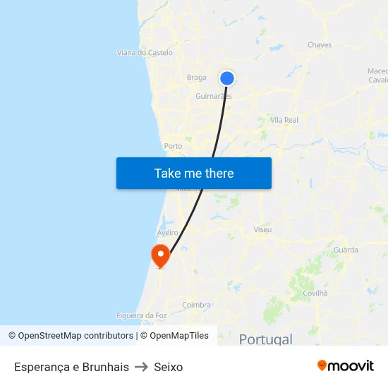 Esperança e Brunhais to Seixo map