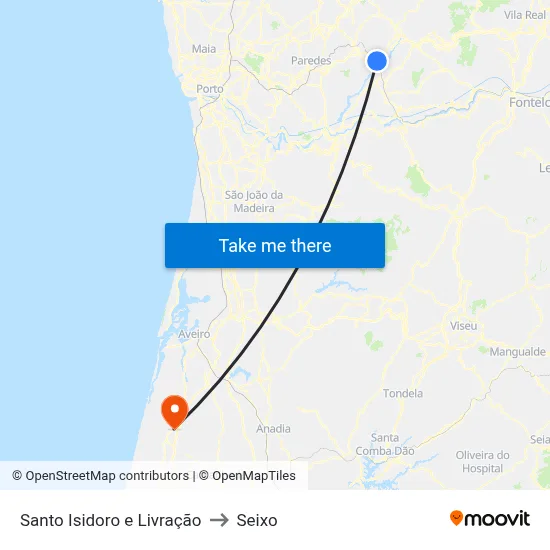 Santo Isidoro e Livração to Seixo map