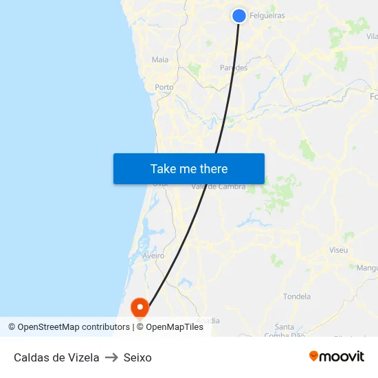 Caldas de Vizela to Seixo map