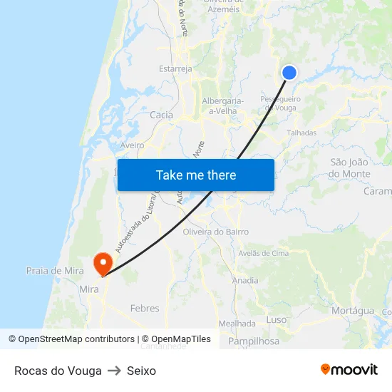 Rocas do Vouga to Seixo map