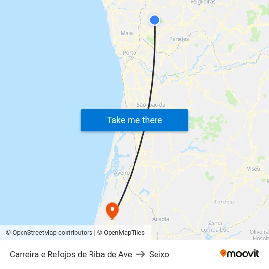 Carreira e Refojos de Riba de Ave to Seixo map