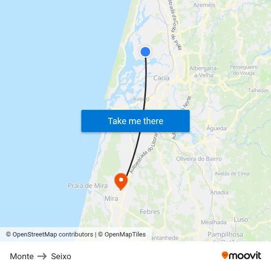 Monte to Seixo map