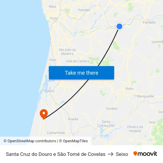 Santa Cruz do Douro e São Tomé de Covelas to Seixo map