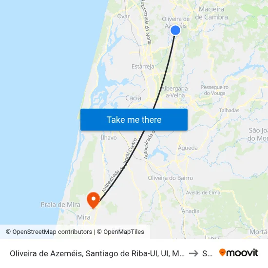 Oliveira de Azeméis, Santiago de Riba-Ul, Ul, Macinhata da Seixa e Madail to Seixo map