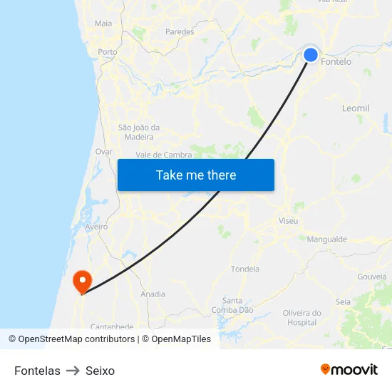Fontelas to Seixo map