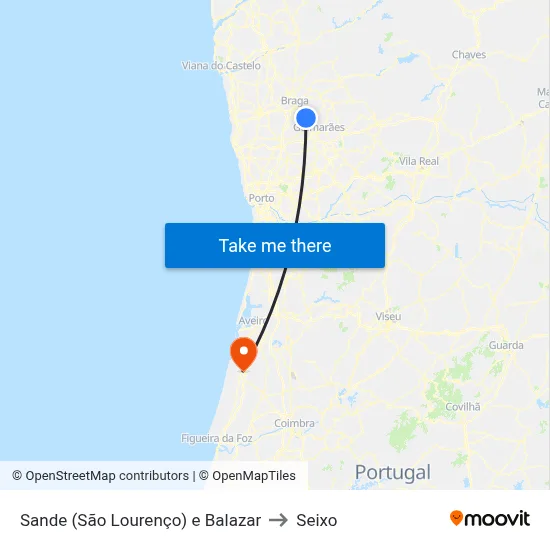 Sande (São Lourenço) e Balazar to Seixo map