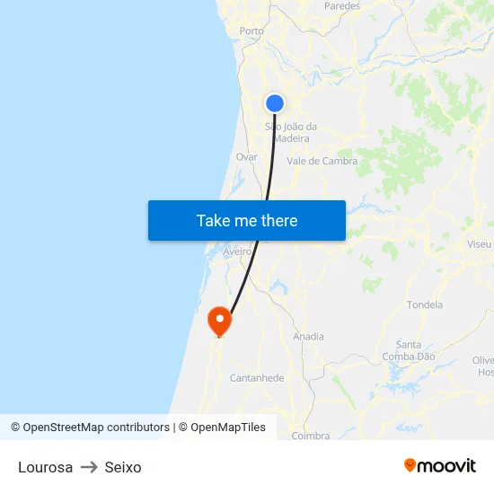 Lourosa to Seixo map