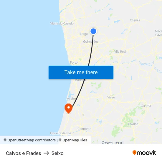 Calvos e Frades to Seixo map