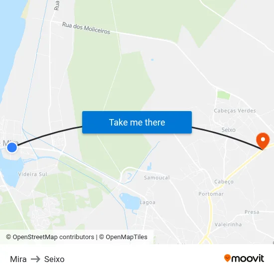 Mira to Seixo map