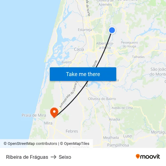 Ribeira de Fráguas to Seixo map