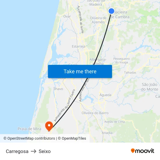 Carregosa to Seixo map