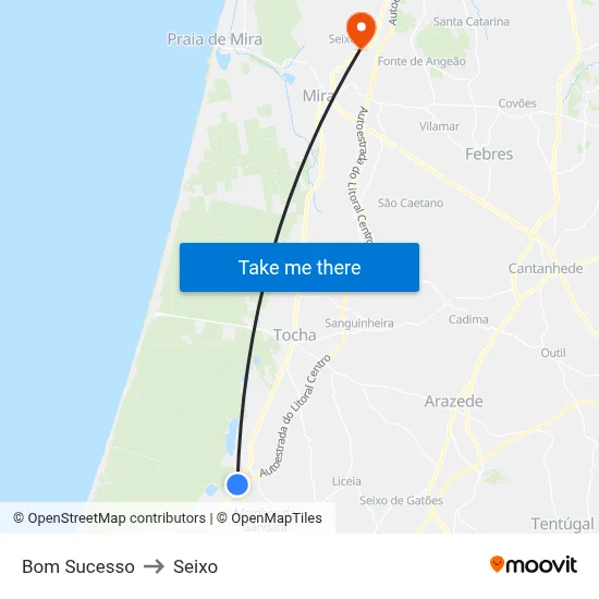 Bom Sucesso to Seixo map