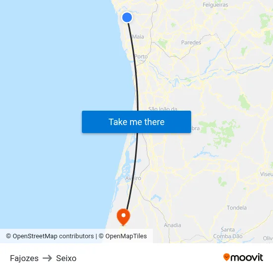 Fajozes to Seixo map