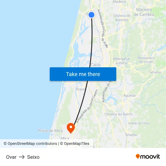 Ovar to Seixo map