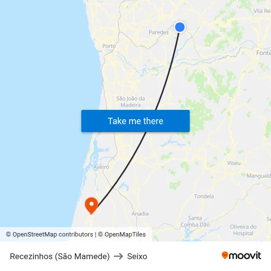 Recezinhos (São Mamede) to Seixo map