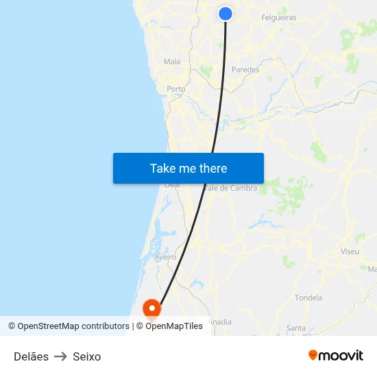 Delães to Seixo map