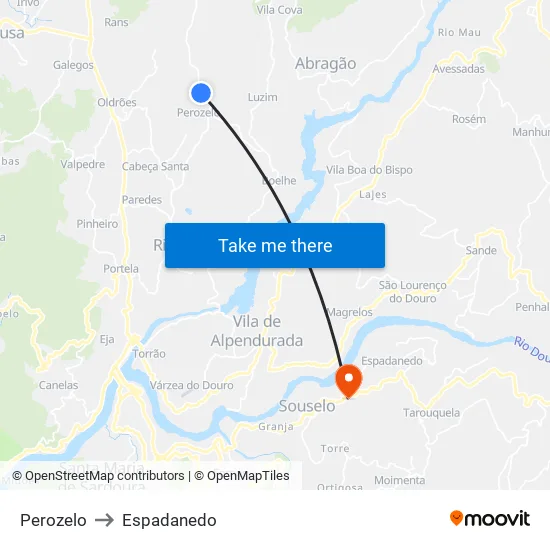 Perozelo to Espadanedo map