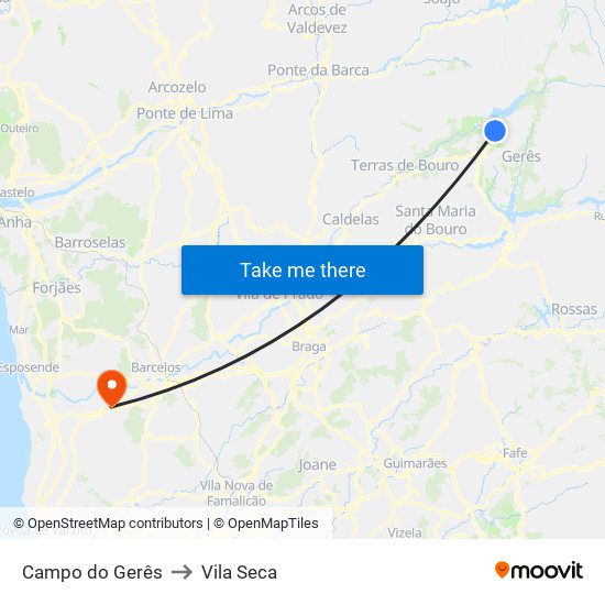 Campo do Gerês to Vila Seca map
