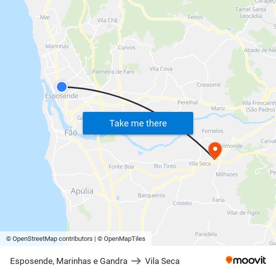 Esposende, Marinhas e Gandra to Vila Seca map