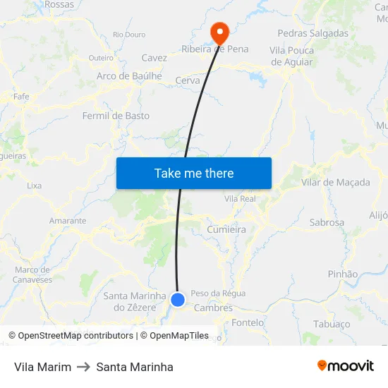 Vila Marim to Santa Marinha map