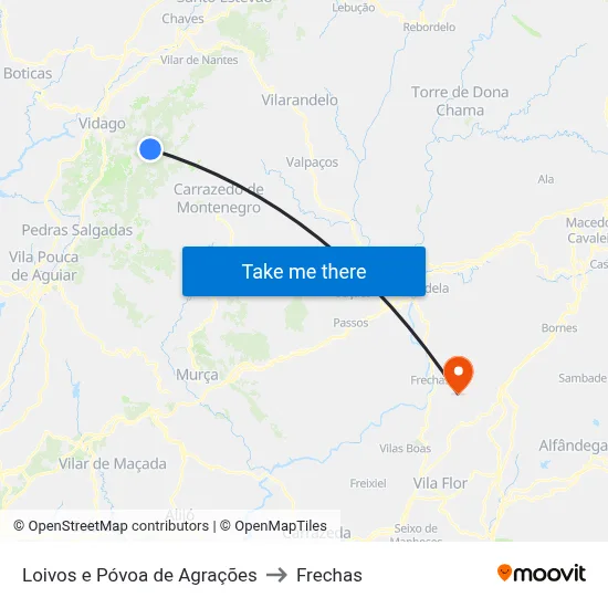 Loivos e Póvoa de Agrações to Frechas map