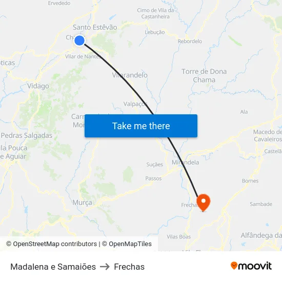 Madalena e Samaiões to Frechas map