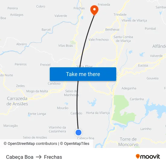 Cabeça Boa to Frechas map