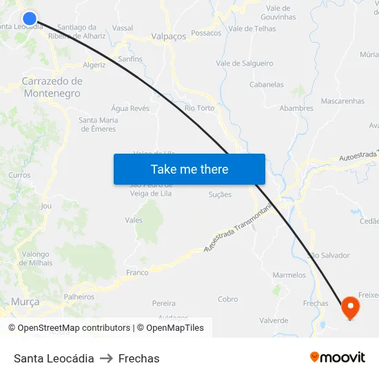 Santa Leocádia to Frechas map