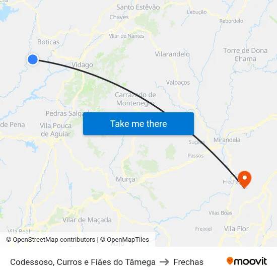 Codessoso, Curros e Fiães do Tâmega to Frechas map