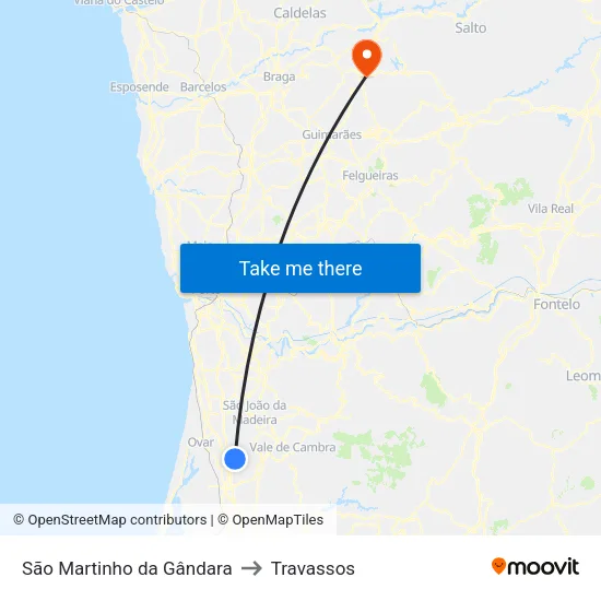 São Martinho da Gândara to Travassos map