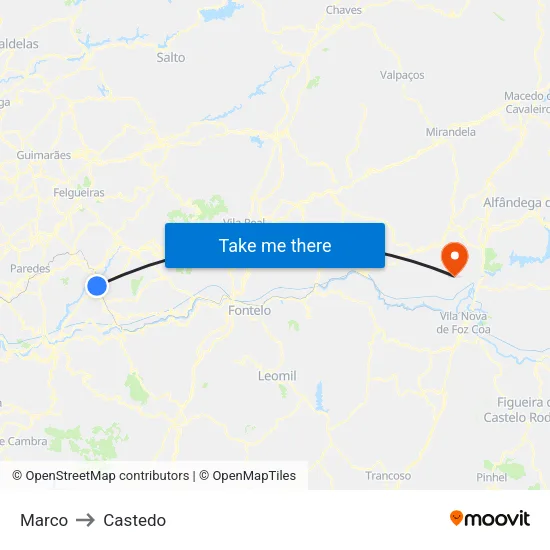 Marco to Castedo map