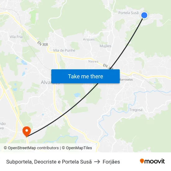 Subportela, Deocriste e Portela Susã to Forjães map