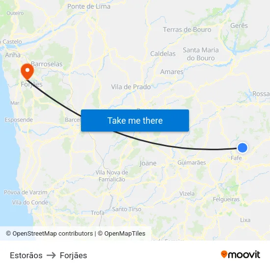 Estorãos to Forjães map