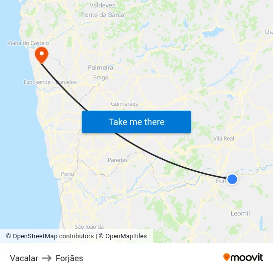 Vacalar to Forjães map